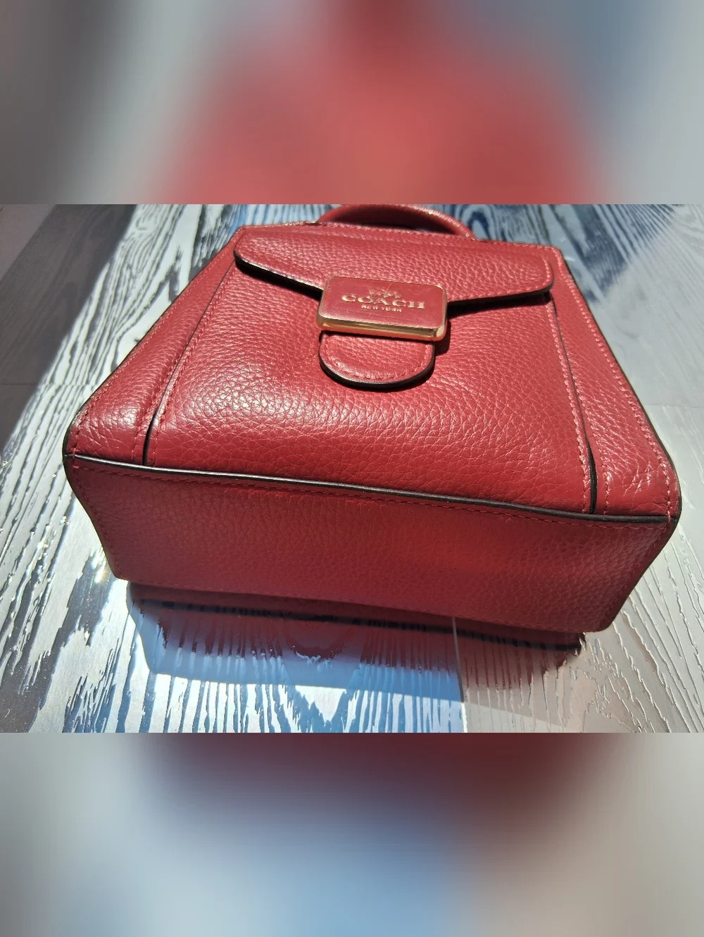 Coach Red Pebbled Leather Crossbody Bag With Matching Wallet - Picture 6 of 7